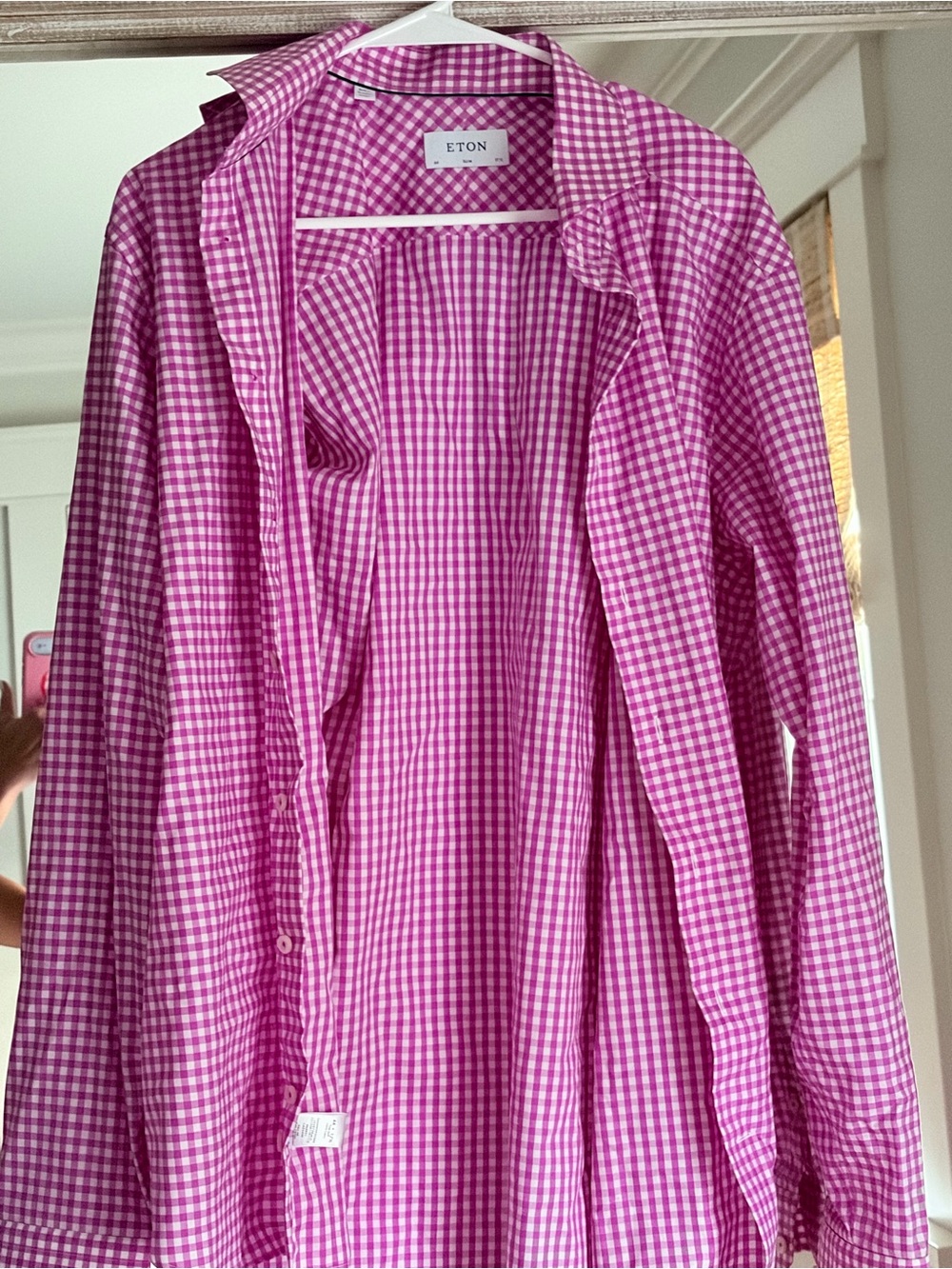 Eton Men’s Slim Fit Pink & White Shirt